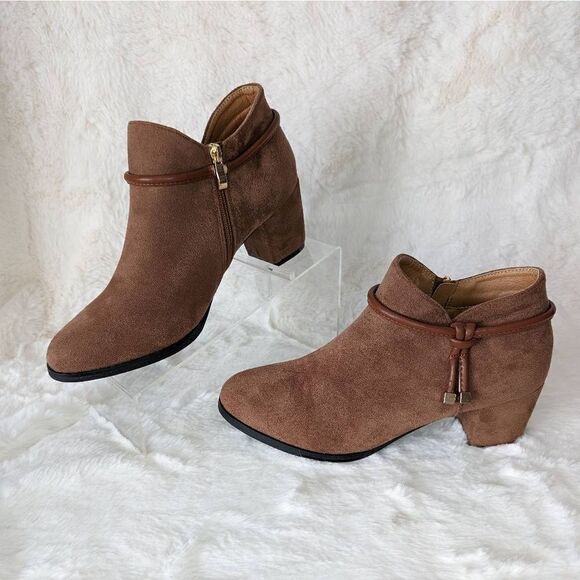 Unbranded Womens Chunky Heeled Ankle Boots Rope Decor Suede Leather Size 41 - Picture 1 of 8